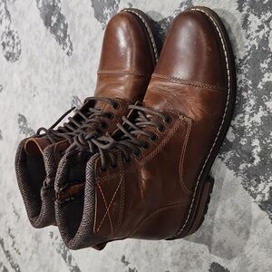 Crevo Camden Men's Boots Size 8.5 Brown Leather Side Zip Lace Up